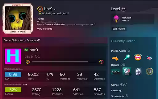 GamersClub Info Steam  from Chrome web store to be run with OffiDocs Chromium online