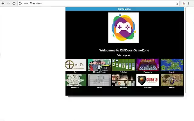 GameZone with top free games  from Chrome web store to be run with OffiDocs Chromium online