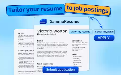 Gamma Resume  from Chrome web store to be run with OffiDocs Chromium online