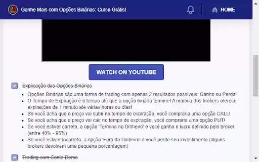 Ganhe Mais com Opções Binárias: Curso Grátis! from Chrome web store to be run with OffiDocs Chromium online Ganhe Mais com Opções Binárias: Curso Grátis! from Chrome web store to be run with OffiDocs Chromium online
