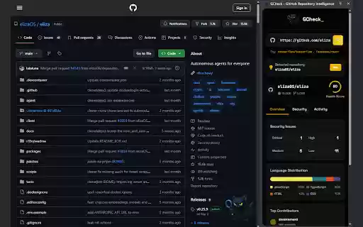GCheck GitHub Repository Intelligence  from Chrome web store to be run with OffiDocs Chromium online