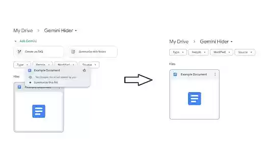 Gemini Hider  from Chrome web store to be run with OffiDocs Chromium online