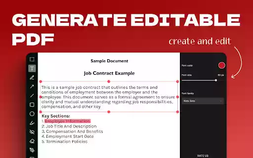 Generate Editable PDF  from Chrome web store to be run with OffiDocs Chromium online