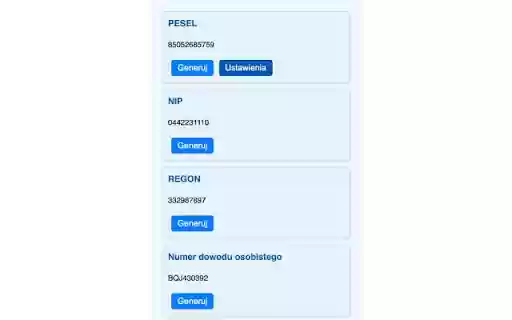Generator_Danych  from Chrome web store to be run with OffiDocs Chromium online