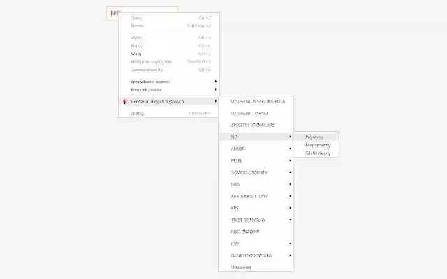 Generator danych testowych  from Chrome web store to be run with OffiDocs Chromium online