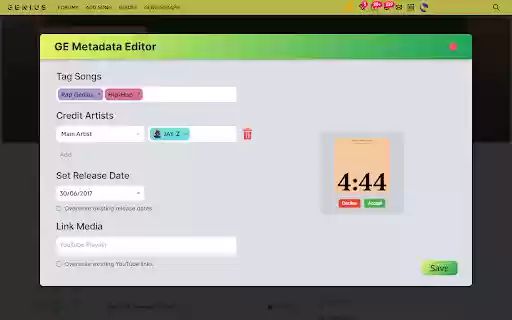 Genius Enhancer  from Chrome web store to be run with OffiDocs Chromium online
