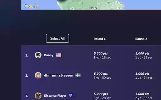 Geoguessr Breakdown Select All Users  from Chrome web store to be run with OffiDocs Chromium online