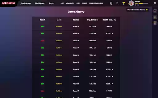 GeoGuessr History  from Chrome web store to be run with OffiDocs Chromium online