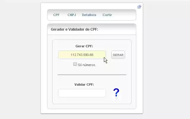 Gerador e Validador de CPF e CNPJ from Chrome web store to be run with OffiDocs Chromium online Gerador e Validador de CPF e CNPJ from Chrome web store to be run with OffiDocs Chromium online