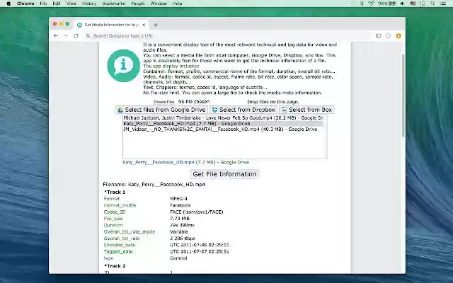 Get Media Information for large file  from Chrome web store to be run with OffiDocs Chromium online