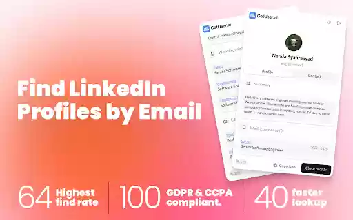 GetUser.ai Reverse Email Lookup  from Chrome web store to be run with OffiDocs Chromium online