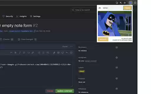 GIFHub Pull Request GIFs  from Chrome web store to be run with OffiDocs Chromium online