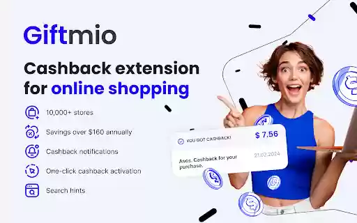 Giftmio: Instant Cashback for Online Shopping from Chrome web store to be run with OffiDocs Chromium online Giftmio: Instant Cashback for Online Shopping from Chrome web store to be run with OffiDocs Chromium online