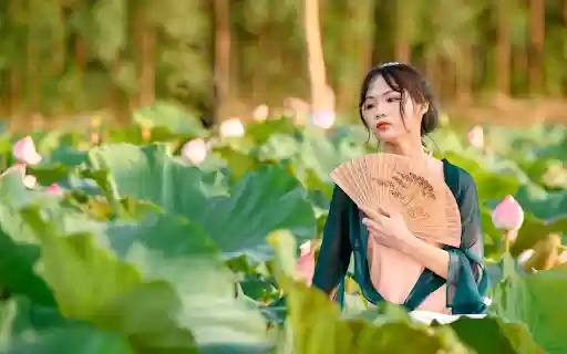 Girl sitting in lotus pond  from Chrome web store to be run with OffiDocs Chromium online