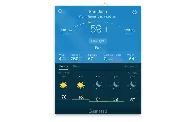 Gismeteo  from Chrome web store to be run with OffiDocs Chromium online