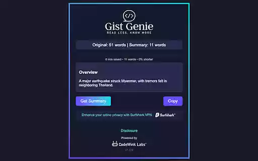 GistGenie from Chrome web store to be run with OffiDocs Chromium online GistGenie from Chrome web store to be run with OffiDocs Chromium online