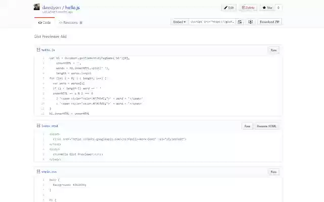 Gist Previewer from Chrome web store to be run with OffiDocs Chromium online Gist Previewer from Chrome web store to be run with OffiDocs Chromium online