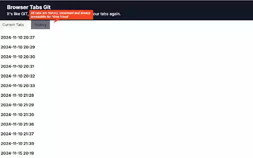 GIT for Your Browser Tabs Never lose your tabs again!  from Chrome web store to be run with OffiDocs Chromium online