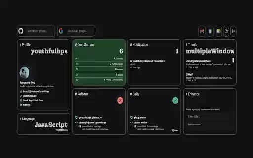 GitGlances  from Chrome web store to be run with OffiDocs Chromium online