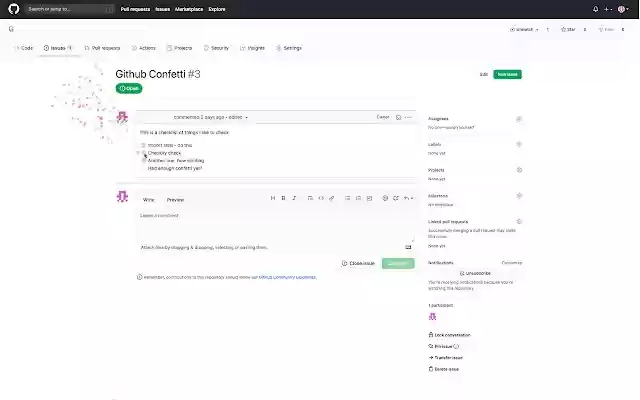 Github Confetti  from Chrome web store to be run with OffiDocs Chromium online