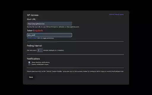 GitHub Custom Notifier  from Chrome web store to be run with OffiDocs Chromium online