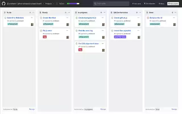Github Enhanced Project Board from Chrome web store to be run with OffiDocs Chromium online Github Enhanced Project Board from Chrome web store to be run with OffiDocs Chromium online