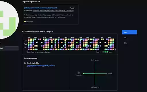 GitHub Heatmap Colorizer  from Chrome web store to be run with OffiDocs Chromium online