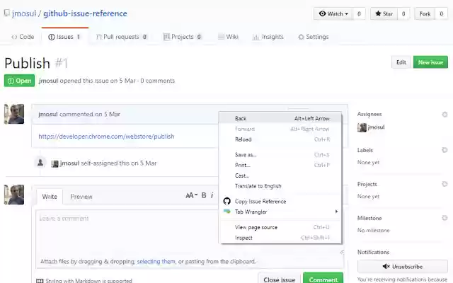 GitHub Issue Reference  from Chrome web store to be run with OffiDocs Chromium online
