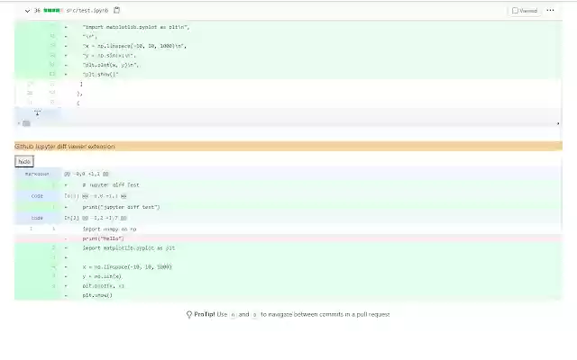 Github Jupyter diff viewer  from Chrome web store to be run with OffiDocs Chromium online