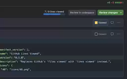GitHub Lines Viewed  from Chrome web store to be run with OffiDocs Chromium online