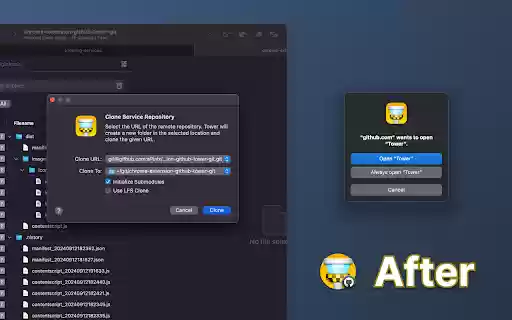 GitHub Open in Tower  from Chrome web store to be run with OffiDocs Chromium online