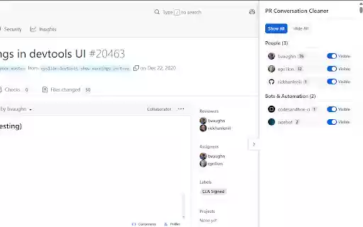GitHub PR Cleaner  from Chrome web store to be run with OffiDocs Chromium online