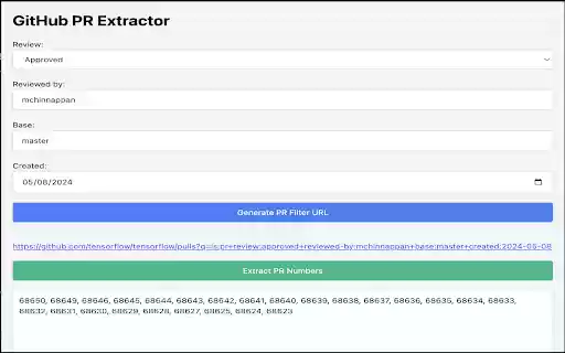 GitHub PR Extractor  from Chrome web store to be run with OffiDocs Chromium online