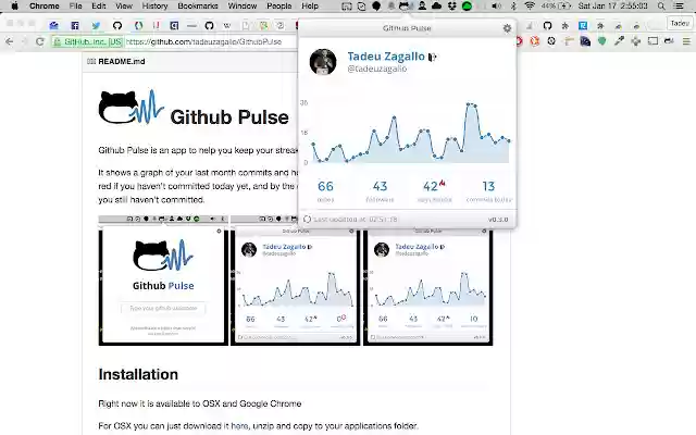 GithubPulse  from Chrome web store to be run with OffiDocs Chromium online
