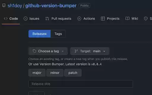 GitHub Release Tag Version Bumper  from Chrome web store to be run with OffiDocs Chromium online