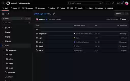 GitHub Repo Size  from Chrome web store to be run with OffiDocs Chromium online