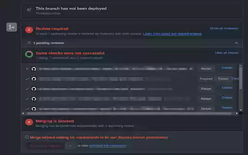 GitHub Restart Button on PR  from Chrome web store to be run with OffiDocs Chromium online