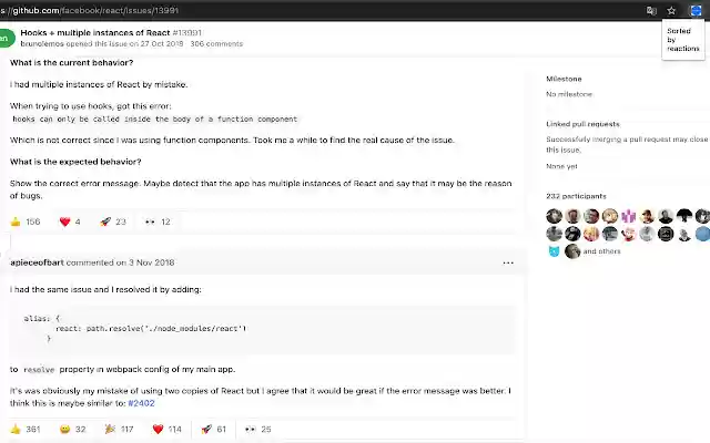 GitHub Sort by Reactions from Chrome web store to be run with OffiDocs Chromium online GitHub Sort by Reactions from Chrome web store to be run with OffiDocs Chromium online