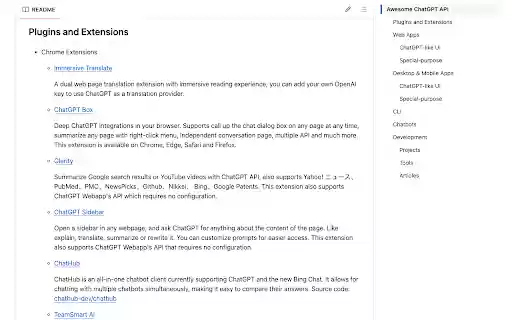 GitHub TOC Sidebar  from Chrome web store to be run with OffiDocs Chromium online