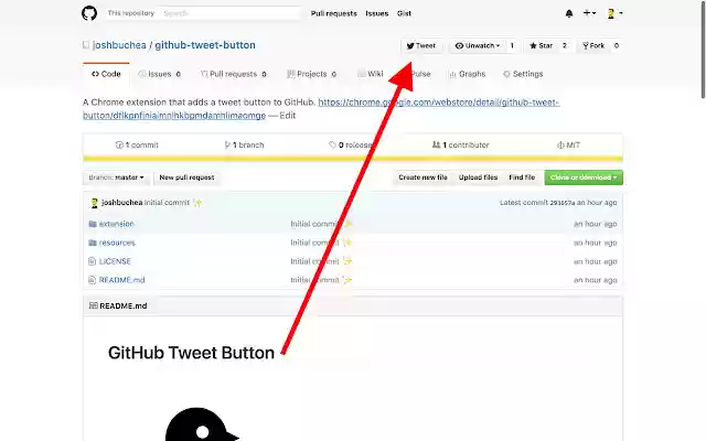 GitHub Tweet Button  from Chrome web store to be run with OffiDocs Chromium online