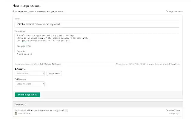 Gitlab commit creator از فروشگاه وب کروم برای اجرا با OffiDocs Chromium به صورت آنلاین