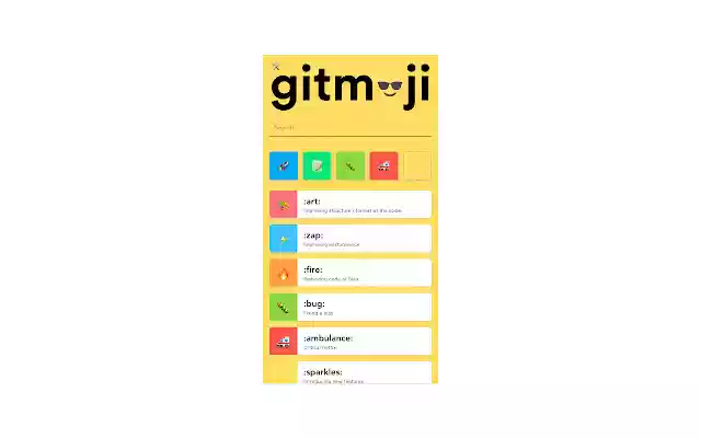 Gitmoji  from Chrome web store to be run with OffiDocs Chromium online
