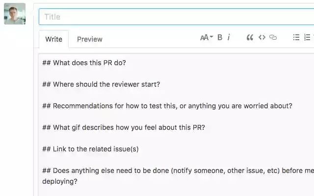 Git Pull Request Templates from Chrome web store to be run with OffiDocs Chromium online Git Pull Request Templates from Chrome web store to be run with OffiDocs Chromium online