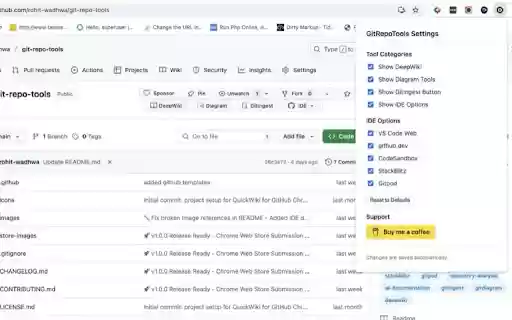 GitRepoTools  from Chrome web store to be run with OffiDocs Chromium online