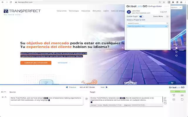 GlobalLink GO OnPage Editor  from Chrome web store to be run with OffiDocs Chromium online