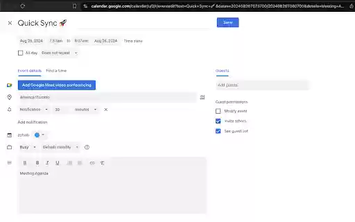 Global Sync Meetings  from Chrome web store to be run with OffiDocs Chromium online