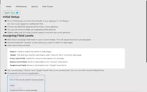 Glossary Wizard  from Chrome web store to be run with OffiDocs Chromium online