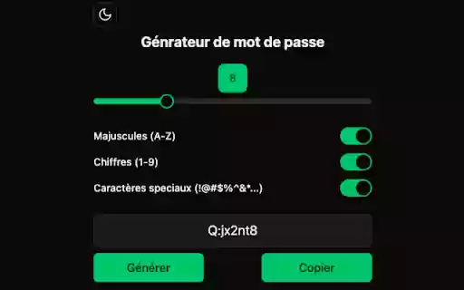 Générateur de mot de passe  from Chrome web store to be run with OffiDocs Chromium online
