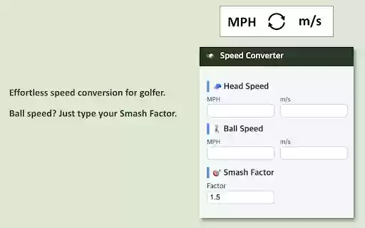 Golf Speed Converter  from Chrome web store to be run with OffiDocs Chromium online