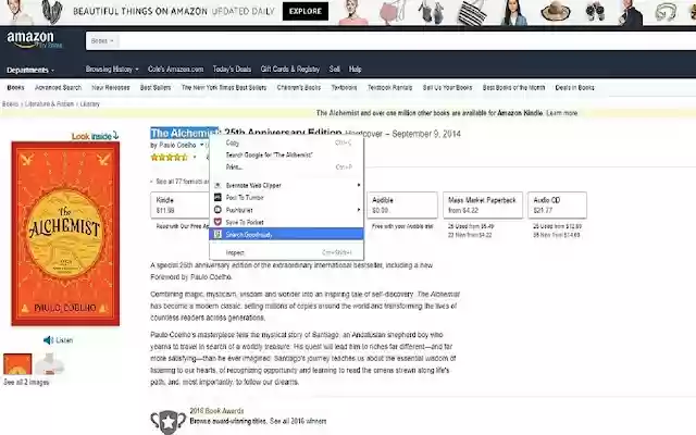 Goodreads Context Search  from Chrome web store to be run with OffiDocs Chromium online